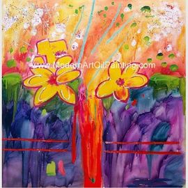 キャンバスの注文のサイズのアクリルによってハンドメイド花によって組み立てられる抽象的な油絵